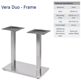 Bordsstativ Vera Duo Steinless Steel Höjd 72cm Fot 70x40cm