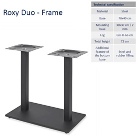 Bordsstativ Roxy Duo Svart Höjd 72cm Fot 70x40cm
